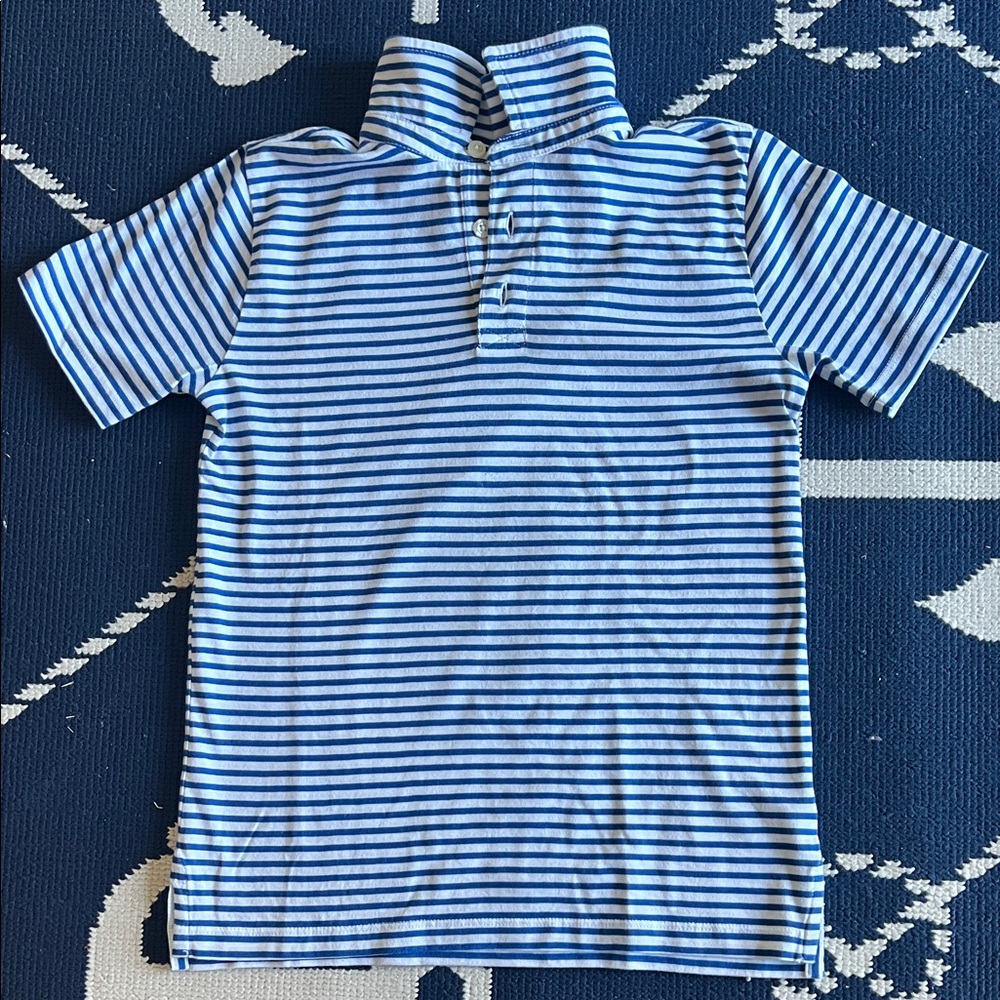Crewcuts Blue & White Striped Polo Size 8/9